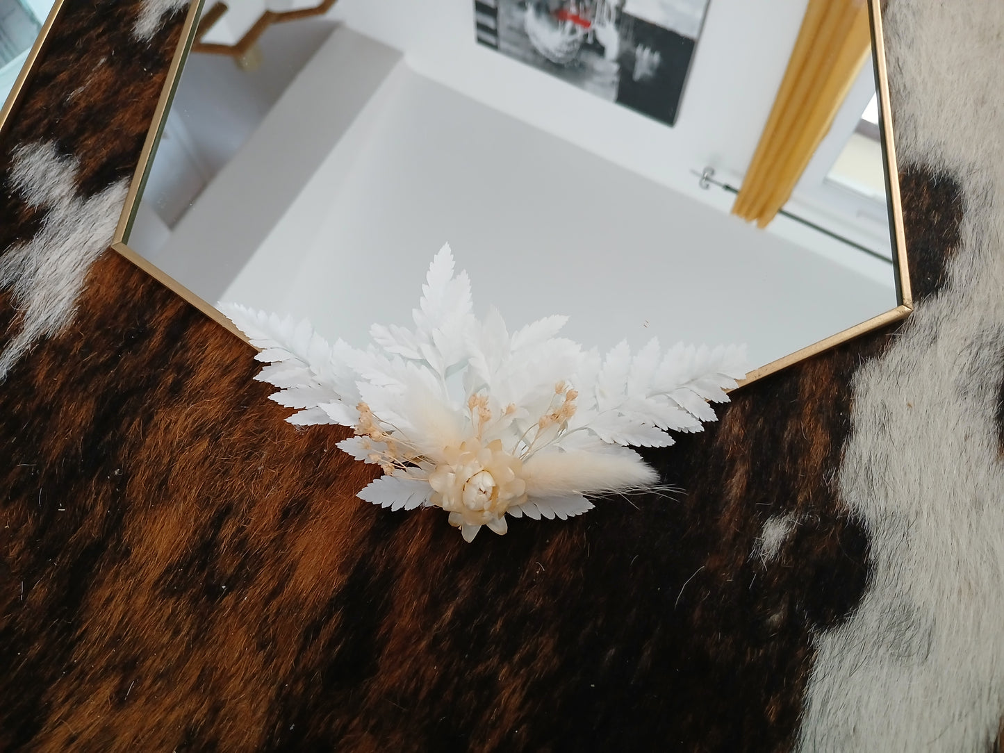 Trio de miroir hexagonal blanc